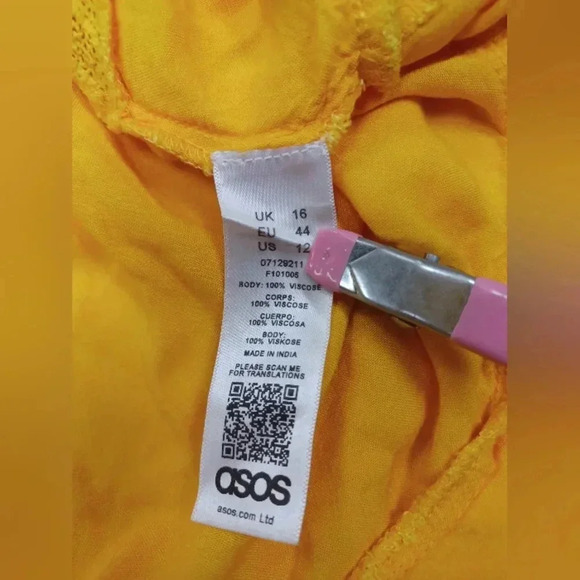 Asos EUC  Wrap Style Yellow S/S Blouse Size 12 - Picture 8 of 8
